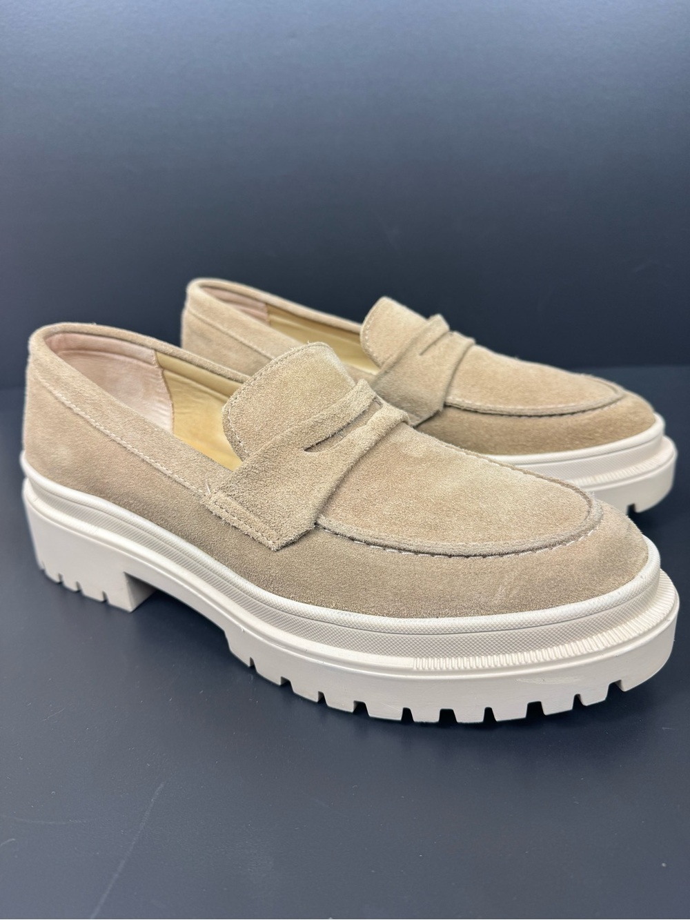 Portland Leather Goods Patina Zoe Chunky Loafers Taupe Size 10.5